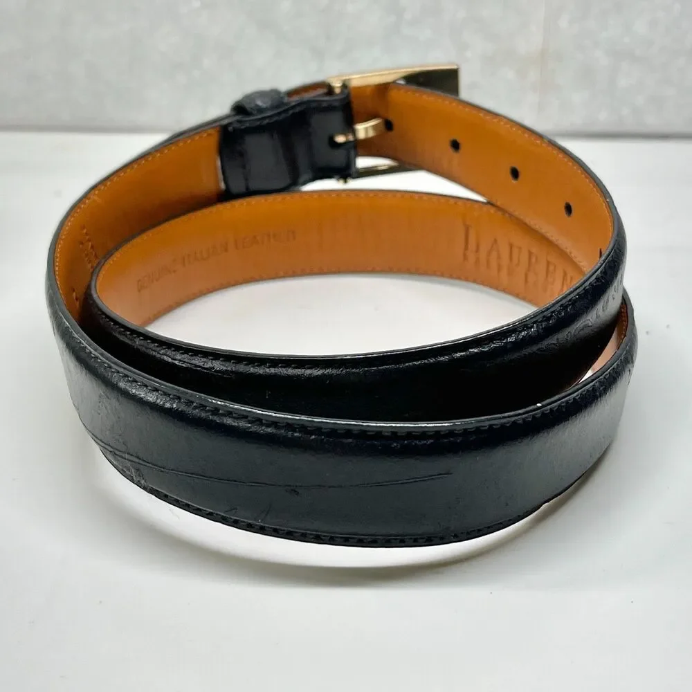 LAUREN Ralph Lauren Black Italian Leather Womens Belt Size M 1